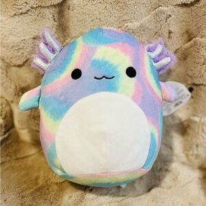 Squishmallows Kellytoy Delphine The Axolotl Rainbow Tie Dye 11”